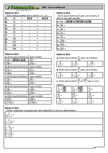 Calcul numérique 1 - Maths 2nd F2