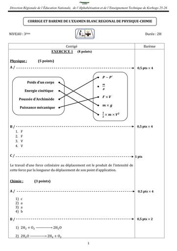 BEPC BLANC 2026 DRENA KORHOGO SUJET PC (BAREME) by TEHUA