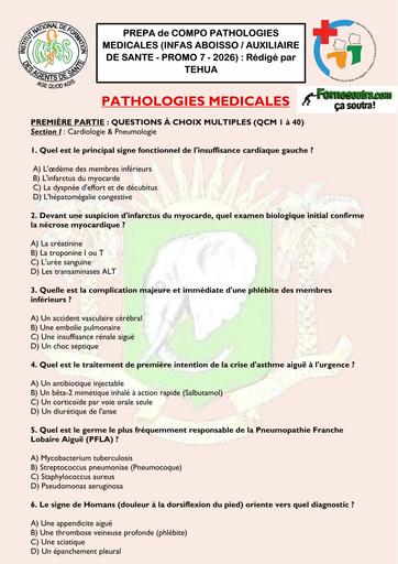 INFAS PREPA COMPO INFAS AS ABOISSO 2026 PATHOLOGIES MEDICALES BY TEHUA