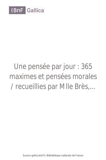 SAGESSE Une pensée par jour de Brés Henriette de DJAHASHIKAN