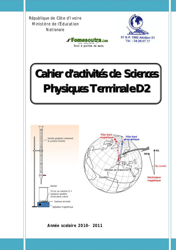 Cahier d’activés de Science Physique - Terminale D