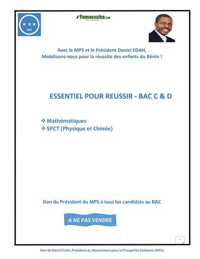 ESSENTIEL POUR REUSSIR AU BAC SERIE C ET D MATHS ET PC BY TEHUA