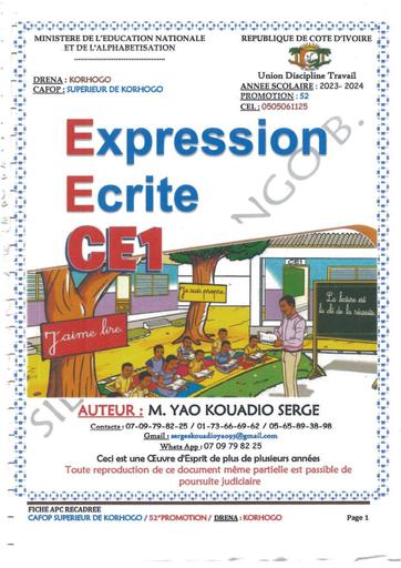 PRIMAIRE EXPRESSION ECRITE CE1 BY TEHUA