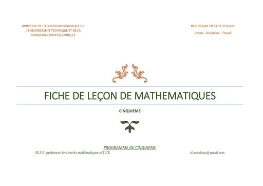 Fiche de leçon Maths 5ème DOUO by Tehua