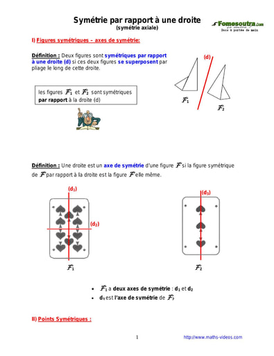 Symétrie par rapport à une droite - Cours de maths 6eme