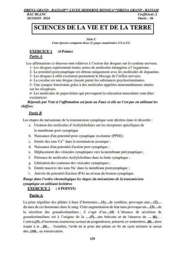 Bac blanc SVT série C Bonoua 2024 by Tehua