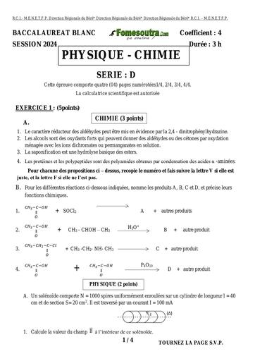 Bac Blanc 2024 PC SERIE D DREN Béré SUJET by Tehua