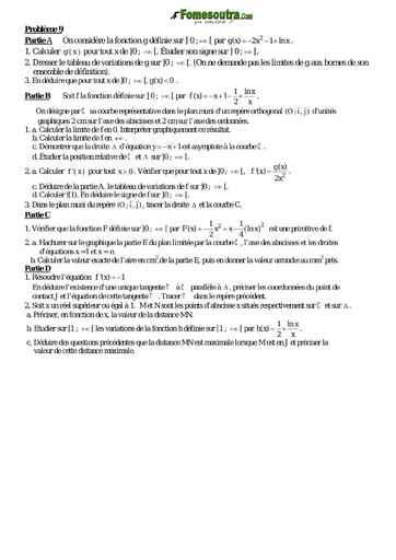 Problème 9 de maths niveau Terminale scientifique et BTS