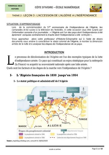 Cours d'Histoire-Géographie : LEÇON 3  L'ACCESSION DE L'ALGÉRIE A L'INDÉPENDANCE-6