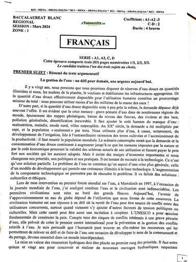 BAC BLANC REGIONAL 2024 Daloa Sujet Français by Tehua