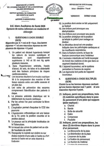 Infas Abengourou AS P7 DE blanc octobre 2026 soins infirmiers en médecine et chirurgie By Tehua