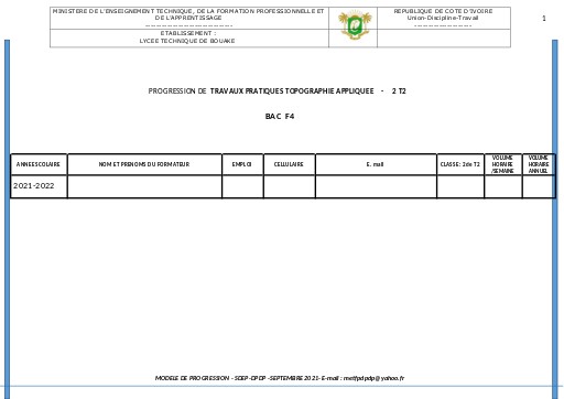 PROGRSSION Trvx Prat  TOPO APPLI  BAC F4   2 T2