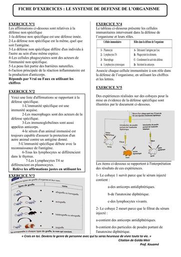 Fiche IMMUNO Tle D by Tehua