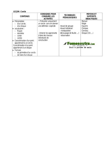 Cercle - disque - Guide pédagogique Maths 6ème