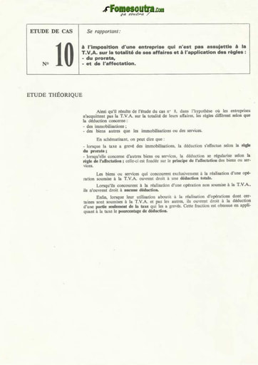 Etude de Cas portant sur les règles du prorata et de l'affectation - BTS Industriel