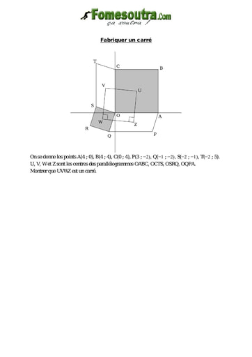 Fabriquer un carré - Maths niveau 2nd C