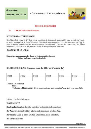 ALLEMAND 4ème THEME 4 LECON 1