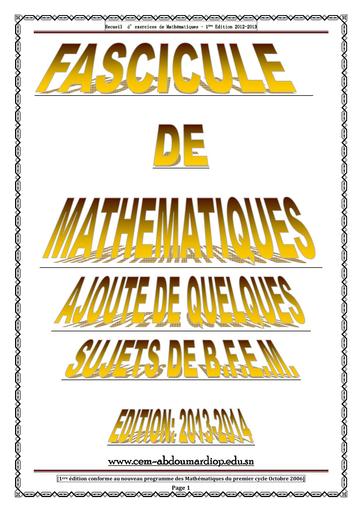 FASCICULE BFEM (haut niveau) 3eme EDITION 2013-2014 By DJAHA