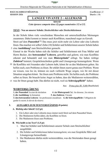 BAC BLANC 2026 DRENA ABOISSO SUJET LV2 ALLEMAND SERIE A (SUJET) by TEHUA