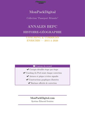 ANNALES BEPC HISTOIRE GEOGRAPHIE CORRIGES by TEHUA