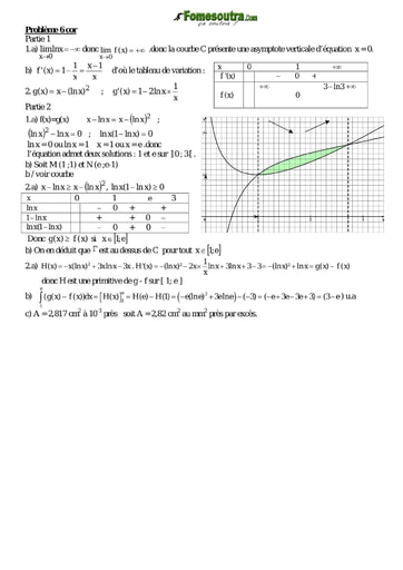 Corrigé Problème 6 de maths niveau Terminale scientifique et BTS