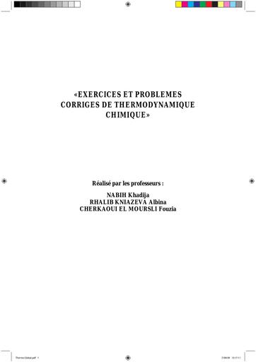 Exercices corrigésThermo Global 1