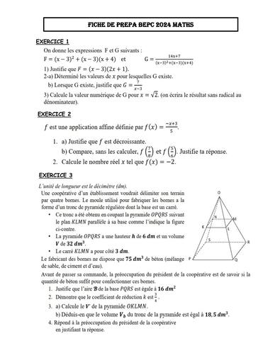 PREPA BEPC 2024 ABOISSO MATHS DERNIERE FICHE by Tehua