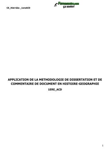 Histoire Geographie 1ière SUPPORT DE REVISION DE LA METHODOLOGIE DE DISSERTATION ET COMMENTAIRE DE DOC CORRIGE BY TEHUA