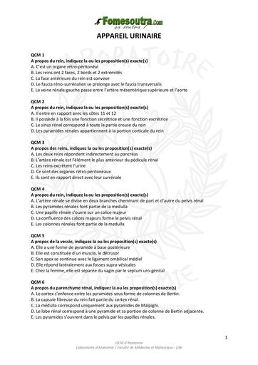 QCM Appareil Urinaire INFAS by TEHUA