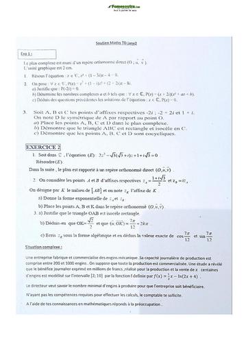 Sujet de Mathématiques Terminale D Lycée Classique 2022