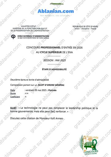 ENA SUJET Concours Professionel Sujet dOrdre General 2025 by TEHUA
