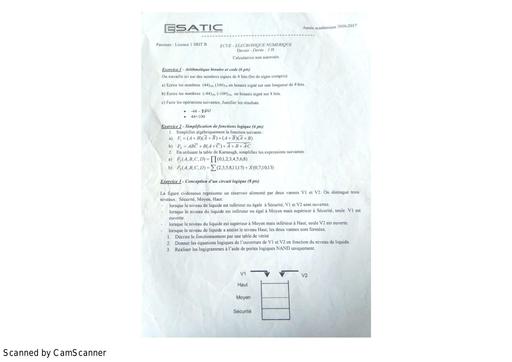 RECUEIL DE DEVOIRS D'ELECTRONIQUE NUMERIQUE ESATIC L1