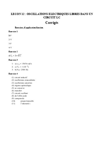 P12 Oscillations électriques libres ds circuit LC