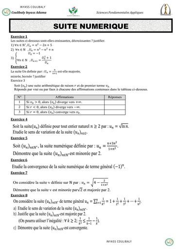 Suite numérique exercice Tle D By inyass