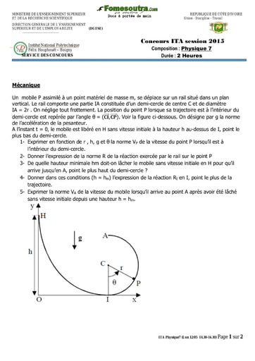 Sujet de Physique 7 concours ITA 2015