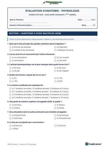 INFAS evaluation anatomie BY TEHUA