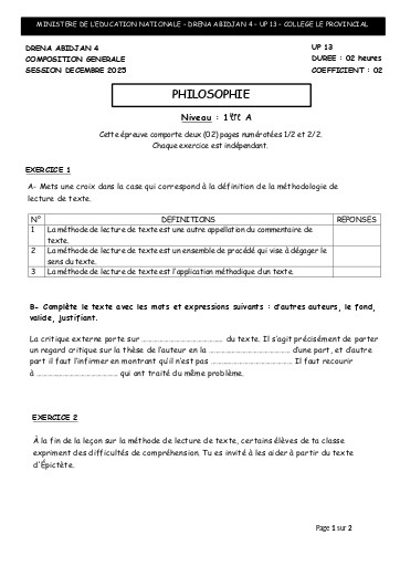 SUJET PHILO 1ière A PARTIEL 2025 MAHOU