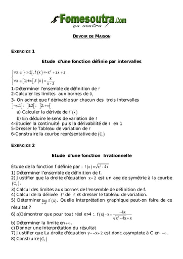 Devoir 3 de maths niveau Terminale D