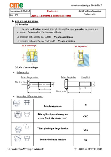Chapitre 6 : Eléments d'assemblage Leçon 3