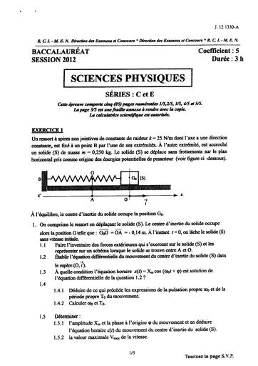Bac c physique 2012