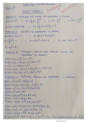 fiche 2 maths (calcul littéral dev et fact) 3ieme by Tehua.pdf