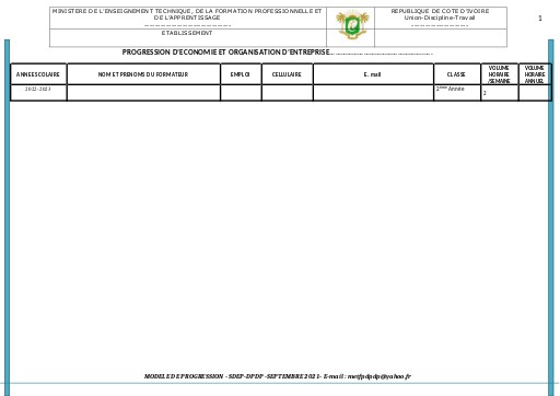 MODELLE DE PROGRESSION (2) BT EOE