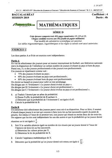 Bac d maths 2019 by TEHUA