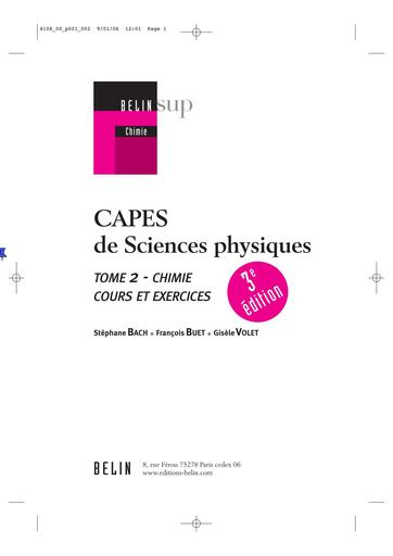 CAPES de Sciences physiques — Tome 2 : Chimie, cours et exercices (3ᵉ édition)