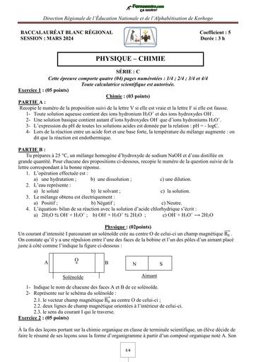 BAC blanc PC Série C  2024 Korhogo BY TEHUA
