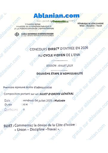 ENA SUJETS CYCLE MOYEN 1ier ET 2nd TOUR BY TEHUA