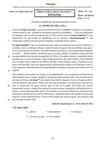 BAC BLANC REGIONAL 2025 DREN YAMOUSSOUKRO LV1  SUJET ESPAGNOL by TEHUA