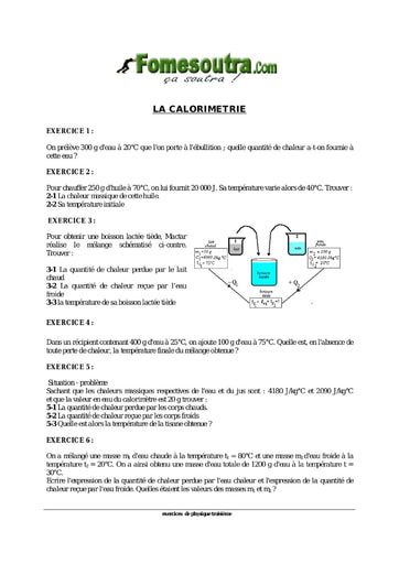 TP de Chimie sur la calorimétrie niveau 3eme