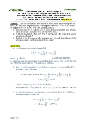UFHB de Cocody (Échantillonnage 2 ) L2 Ufr Seg TD7 2021 2022 by TEHUA