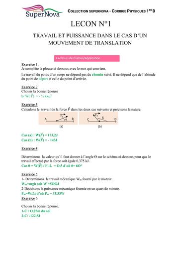 Corrigé Manuel de Physique Chimie 1ière CDE collection SuperNova by Tehua
